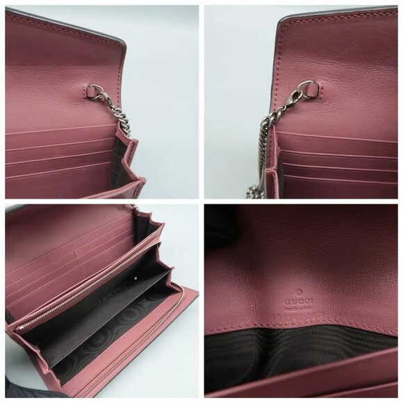 100% Authentic GUCCI Dionysus Long Chain Wallet Brown Canvas Shoulder Bag - Picture 11 of 12